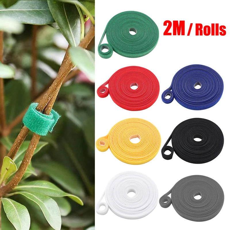 3 Rolls Green Garden Twine Plant Ties Nylon Plant Bandage Garden Hook Loop Bamboo Cane Wrap Support Garden Accessories