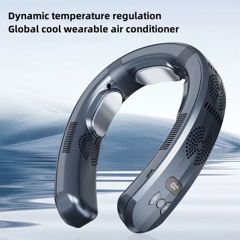 2024 New Wearable Air Conditioner USB Rechargeable Portable 3 Refrigeration Hanging Neck Fan Mute 6000mAh Outdoor Summer Cooler