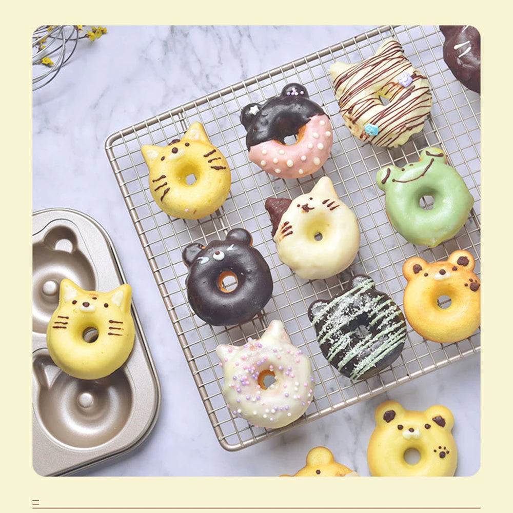 6 Holes Nonstick Cake Donuts Baking Mold 3d Cat Bear Cupcake Brownie Pastry Baking Tray Kitchen Dessert Bread Bakeware Tools