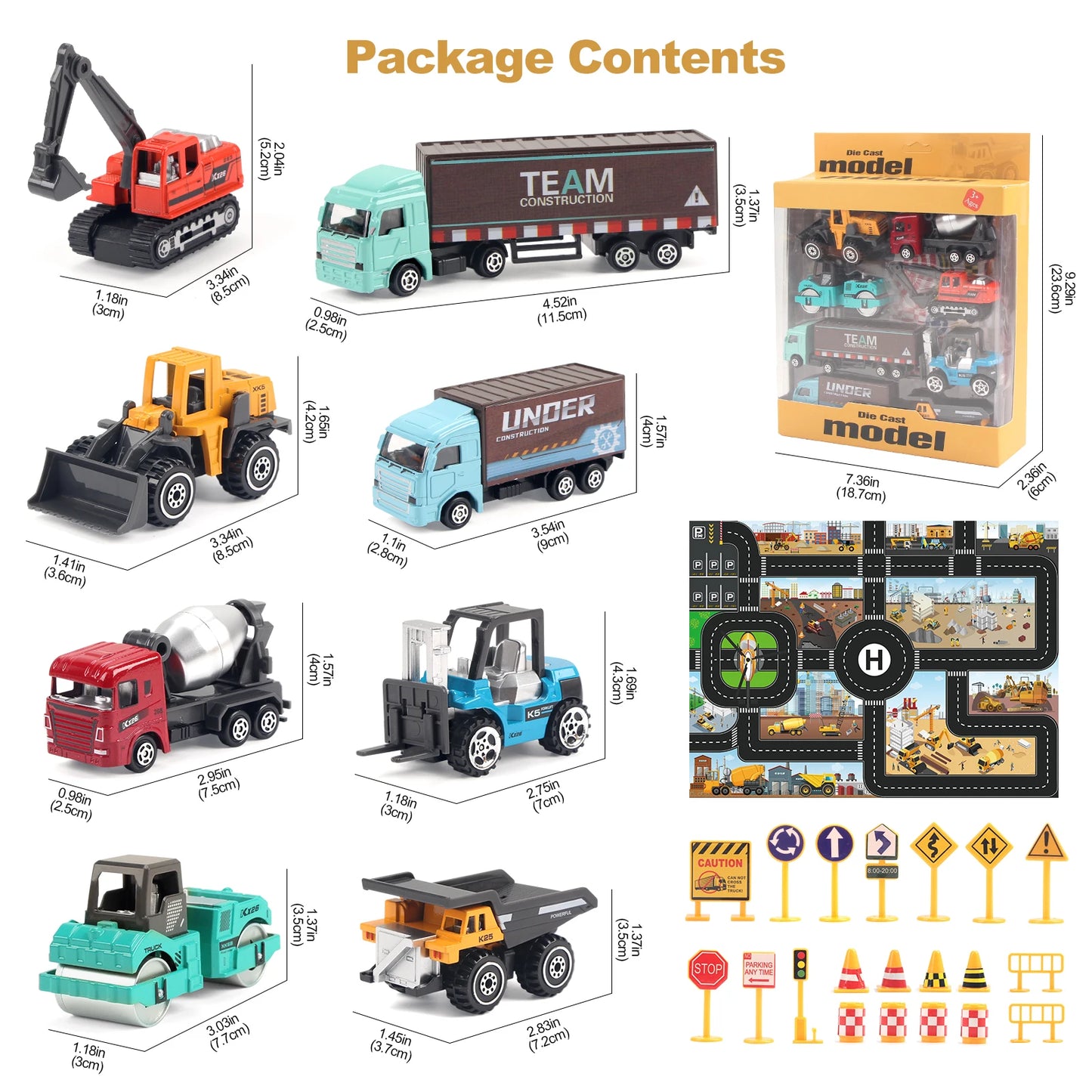 6pcs/set Alloy Engineering Truck Toy Car Classic Construction Model Vehicle Loader Tractor Excavator Toys for 3 years Boys Gifts