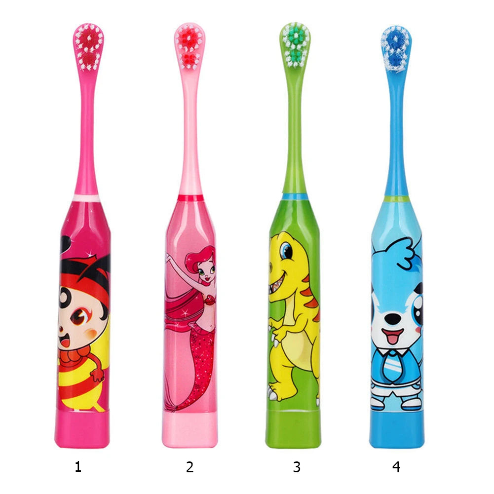 Children Electric Toothbrush with Replaceable Head Cartoon Automatic Electric Toothbrush Teeth Whitening Brush for Wash Supplies