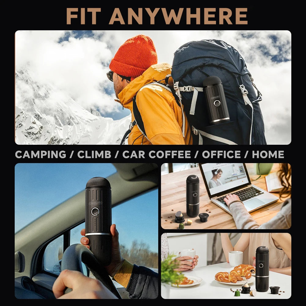 Cafelffe Portable Coffee Machine Wireless Electric Espresso Maker Fit Nes Capsule & Coffee Powder Gift for Lover,dad,hiking camp