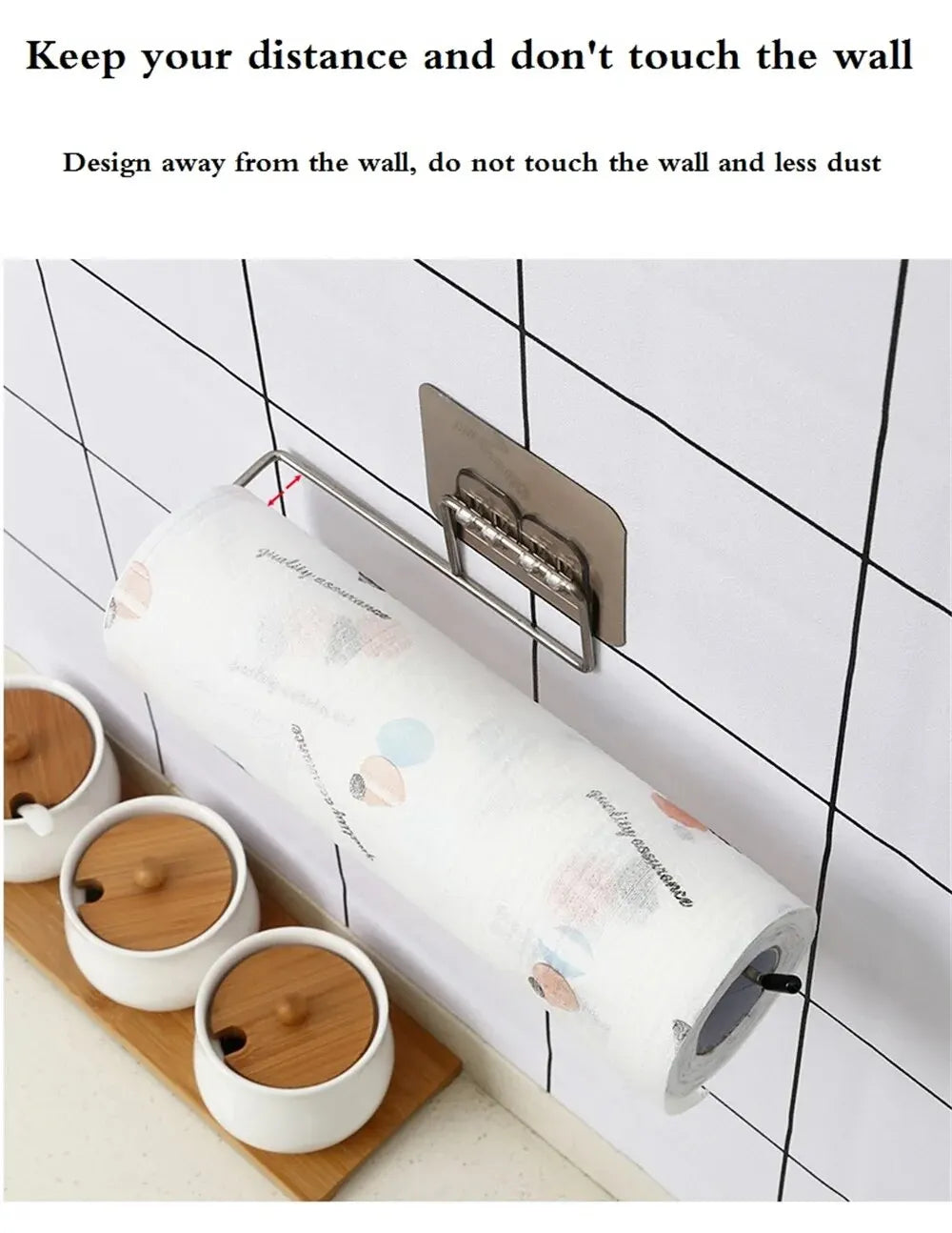 2PCS Kitchen Paper Towel Holder Adhesive Toilet Paper Rack Towel Hanger Tissue Dispenser Roll Napkin Cabinet Storage Accessories