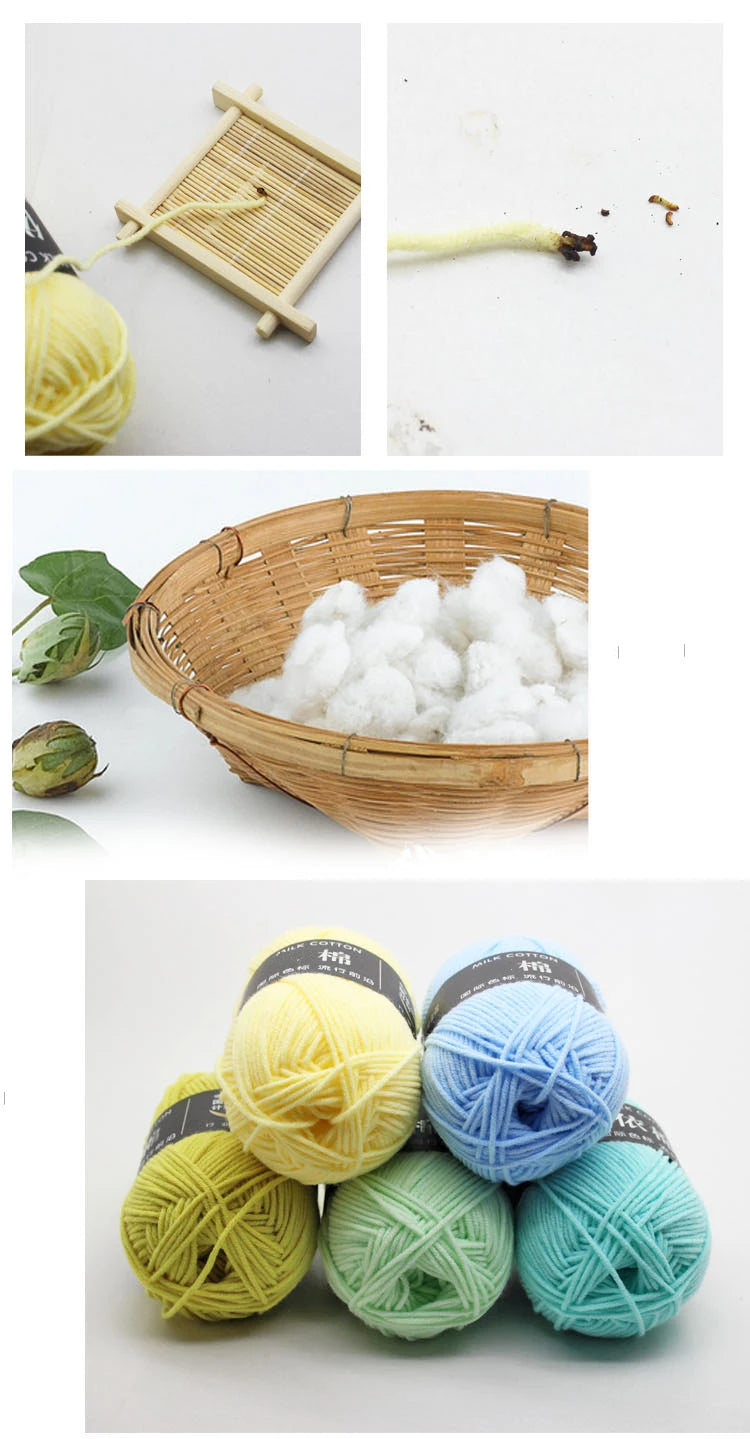 40-50g/Set 4ply Milk Cotton Knitting Yarn Needlework Dyed Lanas For Crochet Craft Sweater Hat Dolls At Low Price