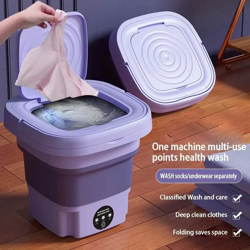 8L Portable Washing Machine Mini Home Clothes Socks Underwear Cleaning Retractable Washer With Spinning Dry washing Machine