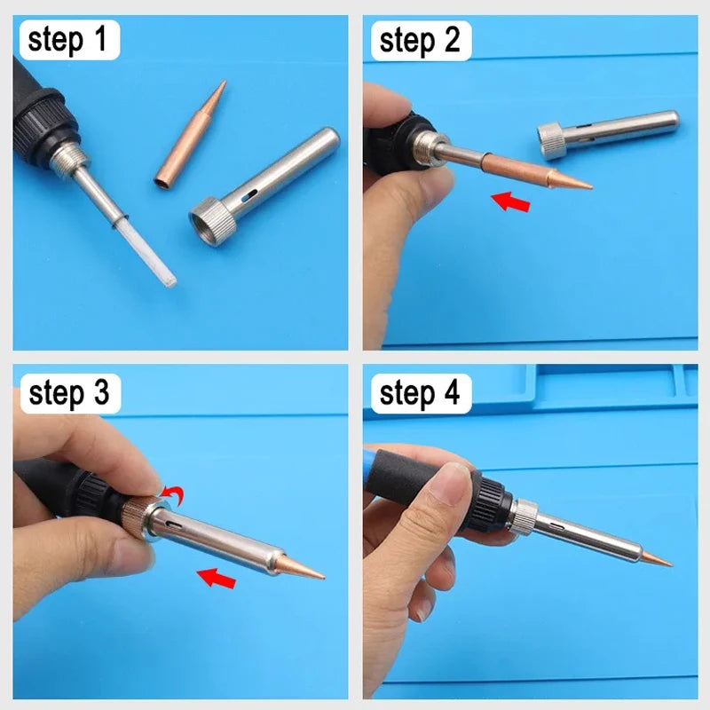 5PCS Copper Iron Tip I/B /K/2.4D/3C Set 900M-T Welding Tip Head Tools Inside Hot Bare Copper Electric Soldering Iron Tools