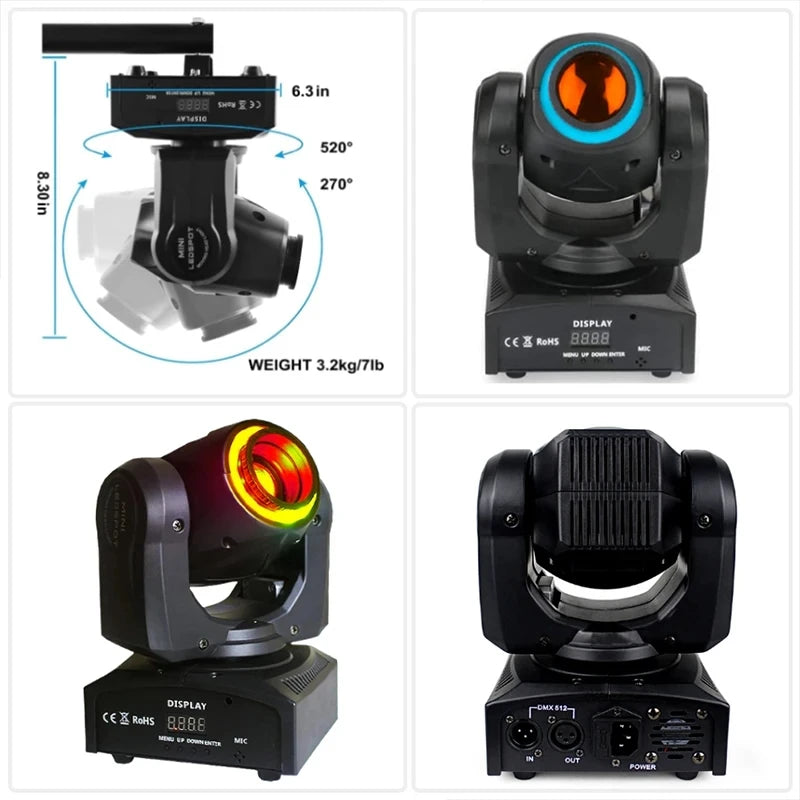 2024 LED Lights DJ Disco Shaking Head Flash 1/2/4PC 80W Moving Head Spotlight Pattern Lights Bar Club Performance Event Ballroom