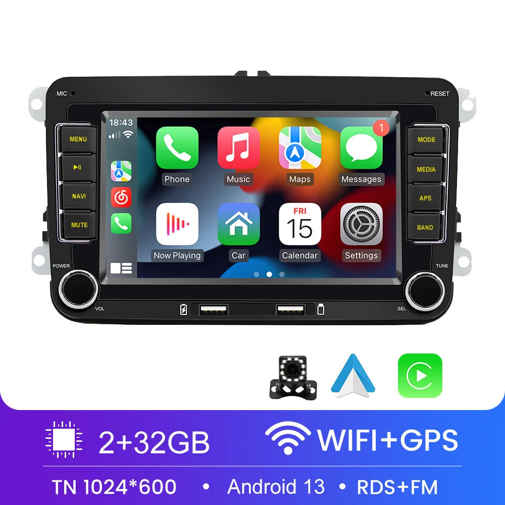 2 Din Car Radio Android11 Car Multimedia Player GPS WiFi Carplay For Volkswagen Skoda Octavia golf 5 6 touran passat polo Jetta