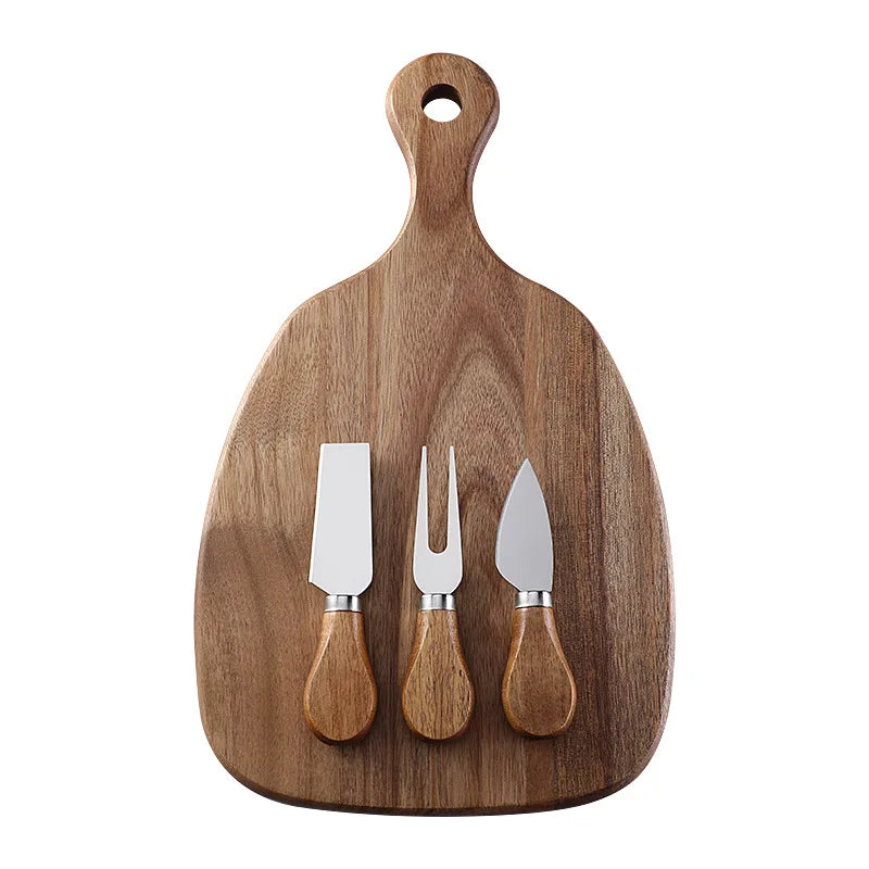 Acacia wood cutting board cutting board steak western fruit chopping board   set cheese knife three-piece set