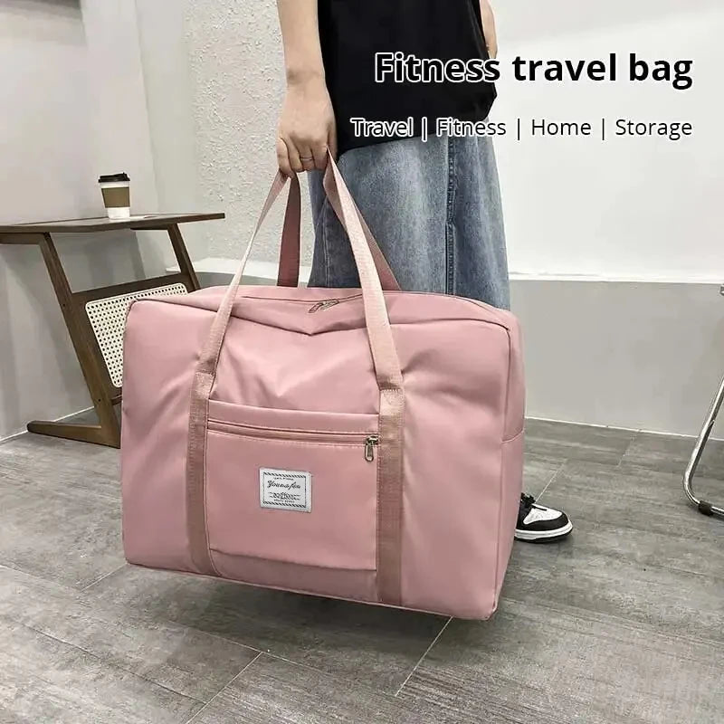 1pc Pink/Blue/Grey Travel Large Capacity Storage Bag Zipper Portable Sports Bag Versatile Gym Handbag Small, Medium, and Large