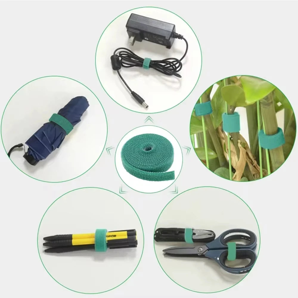 5M Nylon Plant Bandage Tie Reusable Plant Hook Loop Ties Green Fastener Tape Bamboo Cane Wrap Support Home Garden Accessories