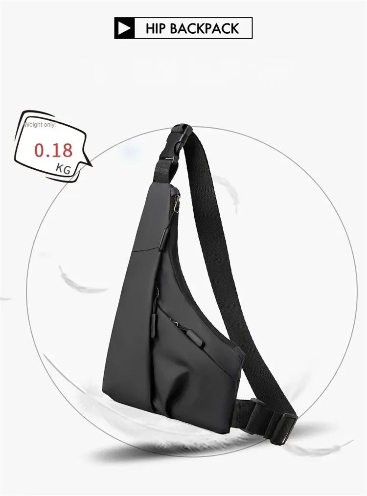 Anti Theft Close Fitting Chest Bag Men's Leisure Leather Film Triangle Bag Crossbody Card Wallet Sports Cycling Riding Sling Bag