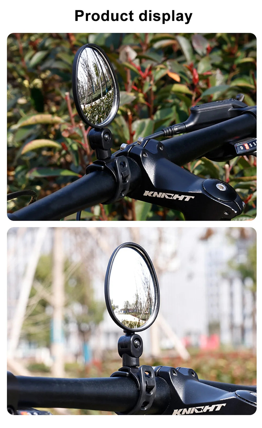 1pcs Bike Rearview Mirror 360° Adjustable Rotatable Handlebar Convex Mirror Safe Wide Angle For Bicycle Cycling Outdoor Sports