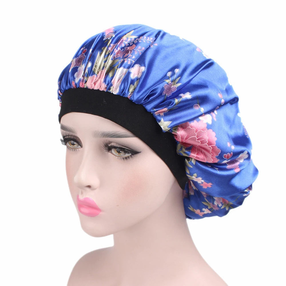 1 Pc Soft Night Sleep Hat Women Elastic Wide Band Fashion Hair Loss Cover Head Wrap Satin Bonnet  Beauty Chemo Caps Care