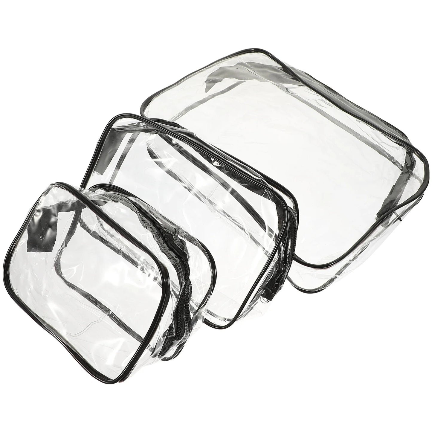 3 Pcs Transparent Toiletry Bag Pvc Storage Makeup Organizer Portable Travel Bags Personal Wash