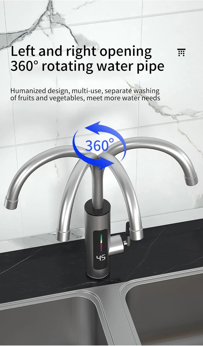 3000W 220V Electric Kitchen Water Heater Tap Instant Hot stainless steel Water Faucet Heater Cold Heating Faucet