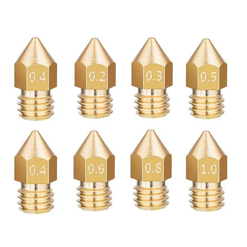 10/20 Pcs MK8 Brass Nozzle 0.2MM 0.3MM 0.4MM 0.5MM 0.6MM Extruder Head Nozzles For 1.75MM CR10 CR10S Ender-3 3D Printer Parts