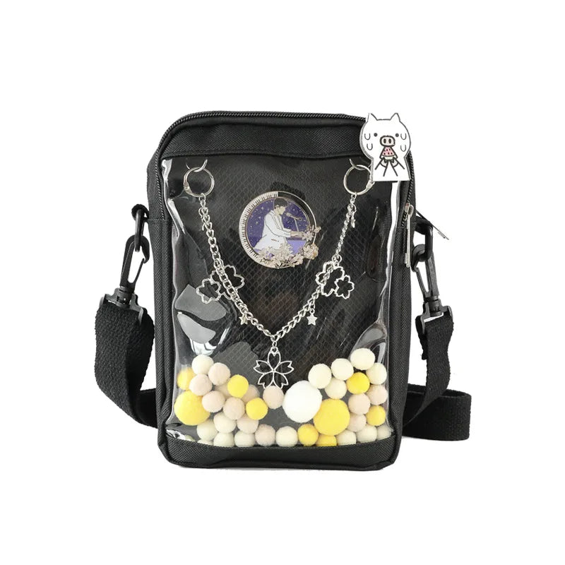 2024 Mini Crossbody Bags for Women Cute PVC transparent Small clear Ita Bag Black White women's Shoulder Purse for Phone