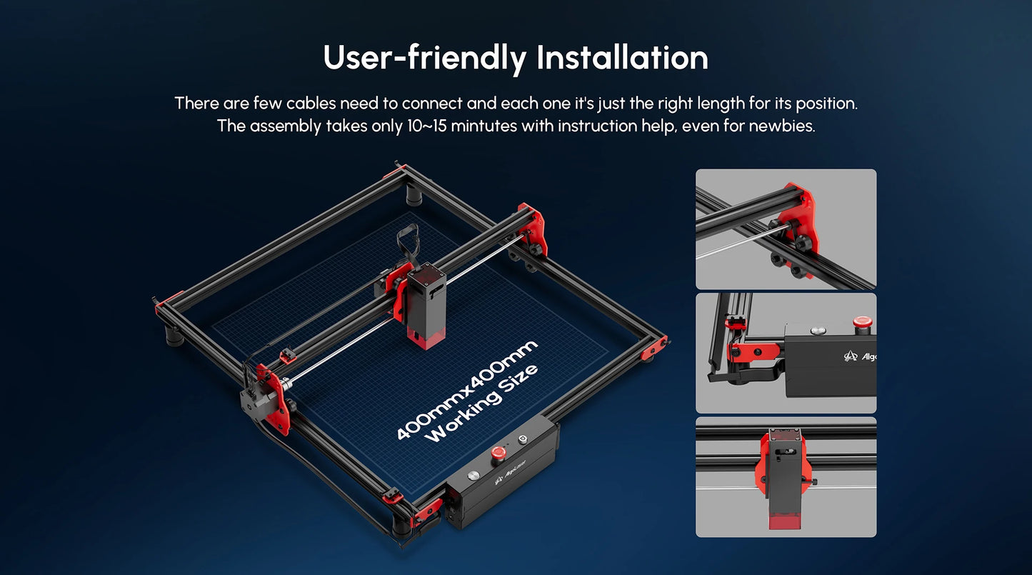 AlgoLaser DIY Kit 5W Laser Engraver Cutter 40*40CM Mini Portable Logo Printer Woodworking Tool Fun CNC Machine For Metal Acrylic