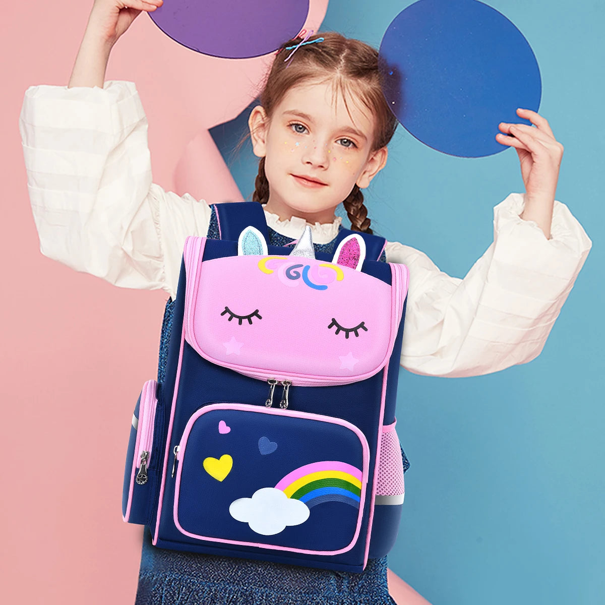 Children's Elementary School Students Schoolbag Girls 1,2,3,4,5,6 Grades 6-12 Years Old Shoulders Backpack Cute Waterproof Light