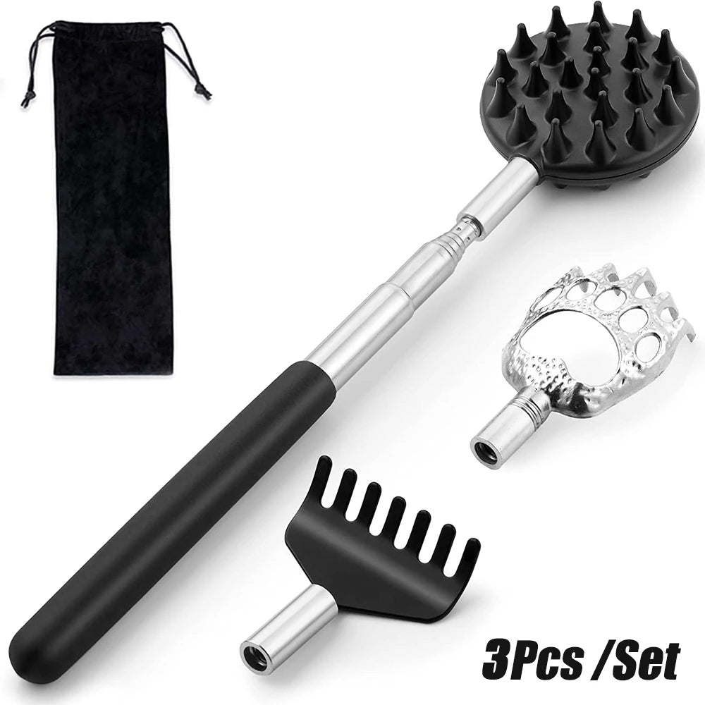 Back Scratcher for Men Women,Portable Extendable Stainless Steel Telescoping Back Scratchers Oversized and Normal Size