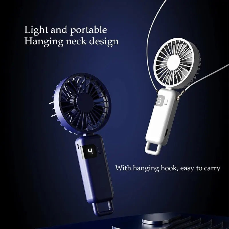 2024 New Arrival Wind Cooling Hand Mini Usb Fan Portable 5 Speed Personal Pocket Rechargeable Handheld with Hook