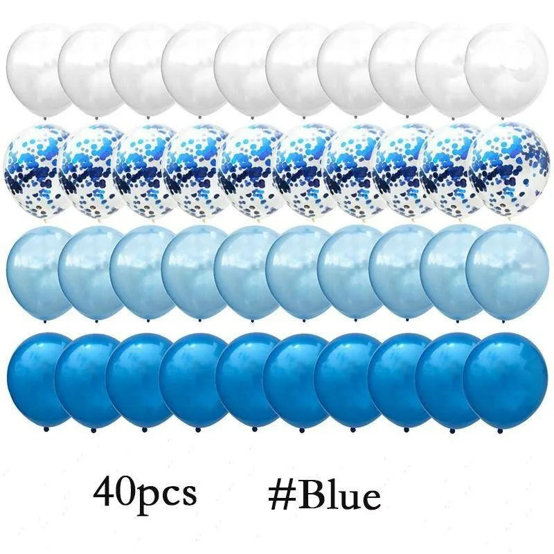 40Pcs/Set 12inch Mix Blue Rose Gold Confetti Latex Balloon For Birthday Baby Shower Wedding Balloons Party Decorations