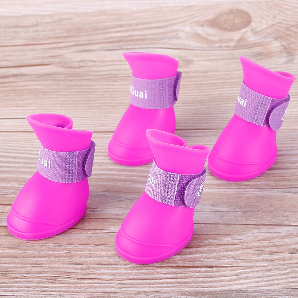 4Pcs S/M/L Size Dog Cat Rain Shoes Pet PVC Shoes Waterproof Rubber Booties Durable Cats Shoes For Large Medium Small Dogs