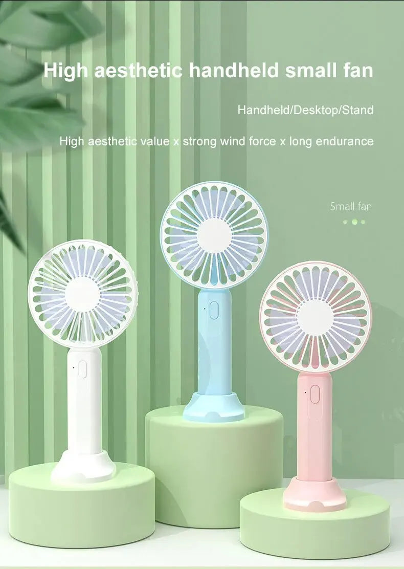 1pc New Portable Fan Office Desktop Multifunctional Folding Headed Small Electric Fan USB Mini Portable High Wind Pocket Fan