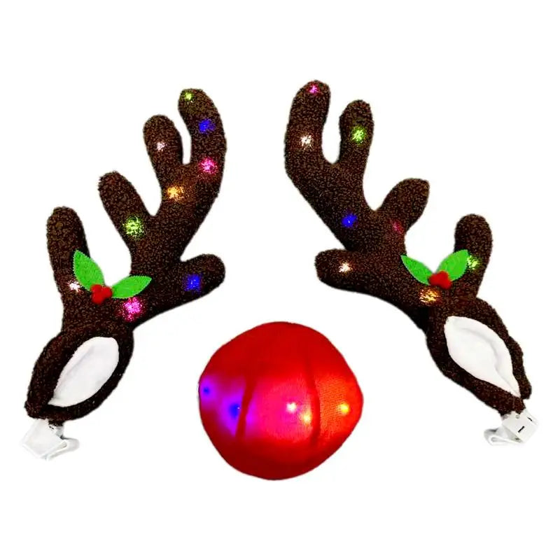 Christmas Car Decoration Accessories LED Lighted Up Reindeer Deer Antlers Car Costume Accessories For Trucks Cars Autos