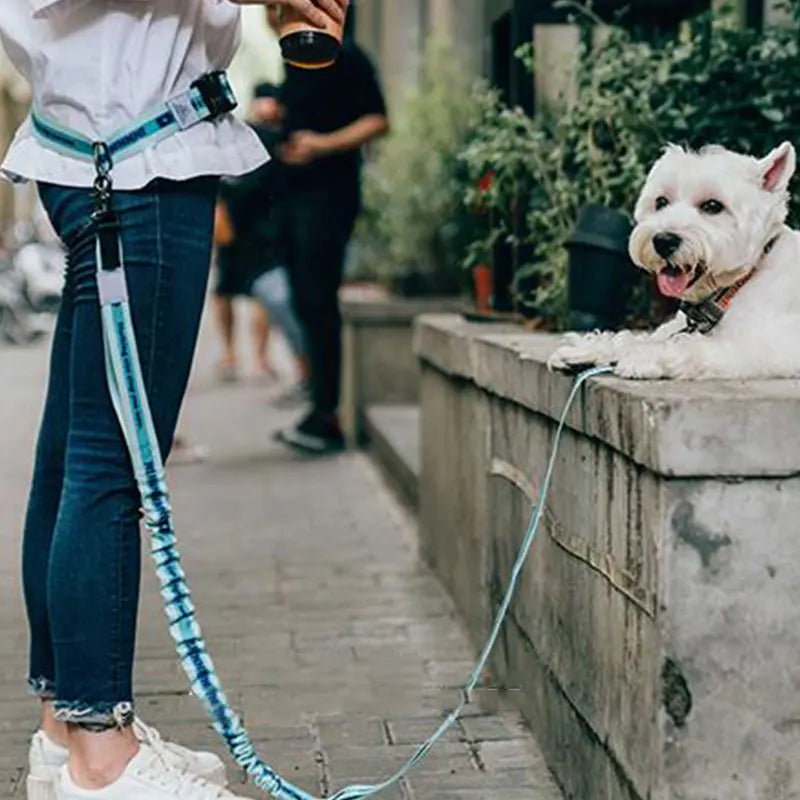 Adjustable Hand Free Dog Leash for Dog Pet Walking Running Jogging Dog leashes Waist Belt Chest Strap Traction Rope pet collars