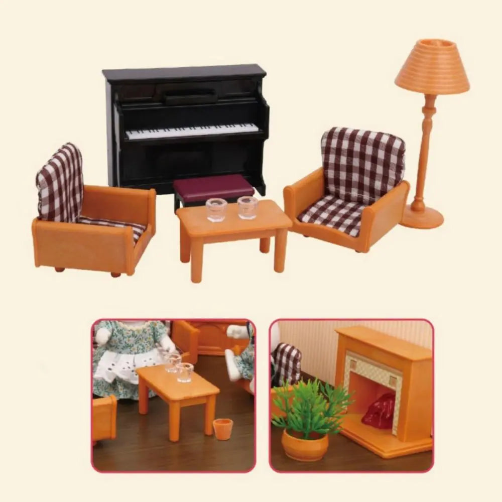 1:12Dollhouse Miniature Furniture Toys Set DIY Forest Family Kids Girls Pretend Play Furniture Toys Gift for Christmas Birthday