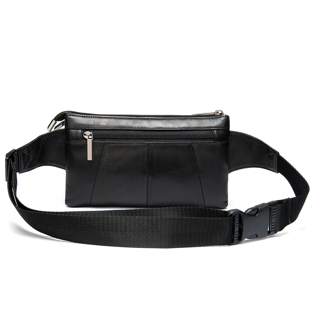 Casual Men's Waist Bag Real Goat Leather For Men Male Fanny Pack Designer Luxury Brand Bag Belt Men Chest/hip Bags Sling Pack