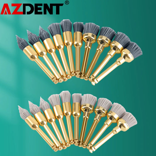 AZDENT 10pcs Dental Polishing Brush Aluminium Oxide/Silicon Carbide  Polishing Prophy Brushes For Contra Angle Handpiece