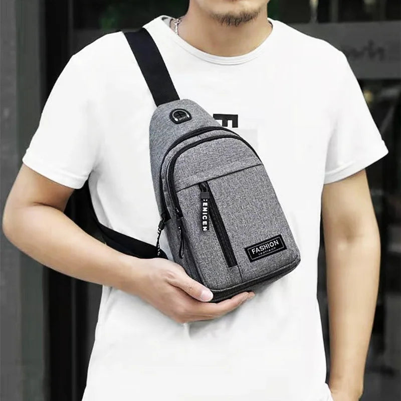 2024 New Multifunctional Chest Bag Men's Fashion Trend Oxford Cloth Shoulder Bag Korean Style Casual Waterproof Messenger Bag