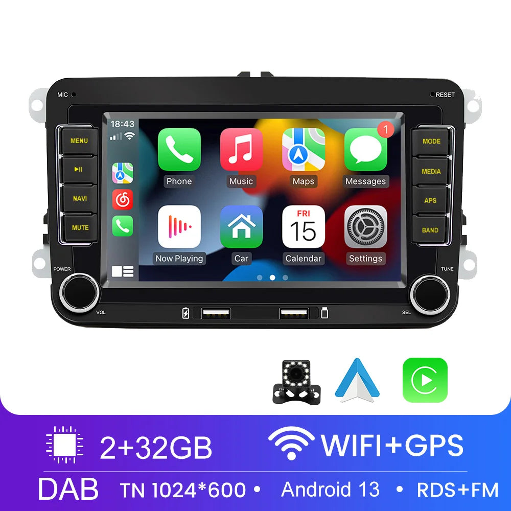 2 Din Car Radio Android11 Car Multimedia Player GPS WiFi Carplay For Volkswagen Skoda Octavia golf 5 6 touran passat polo Jetta