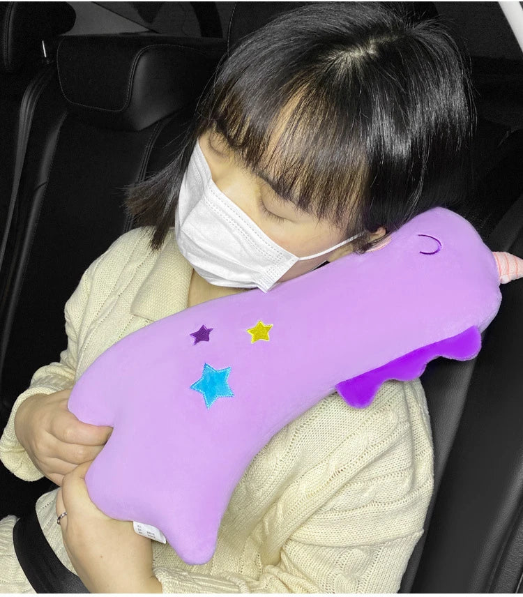 Car Safety Belt Cover Baby Seat Belt Protector Neck Cushion Sleeping Head Support Unicorn Cute Pillow Belt for Children Girl Boy