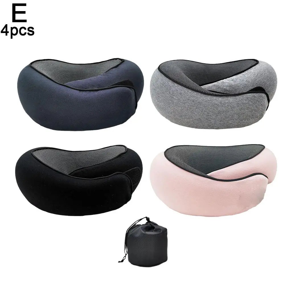 Adjustable U-Shaped Memory Foam Travel Neck Pillow for Car, Airplane, and Portable Headrest Support During Sleep