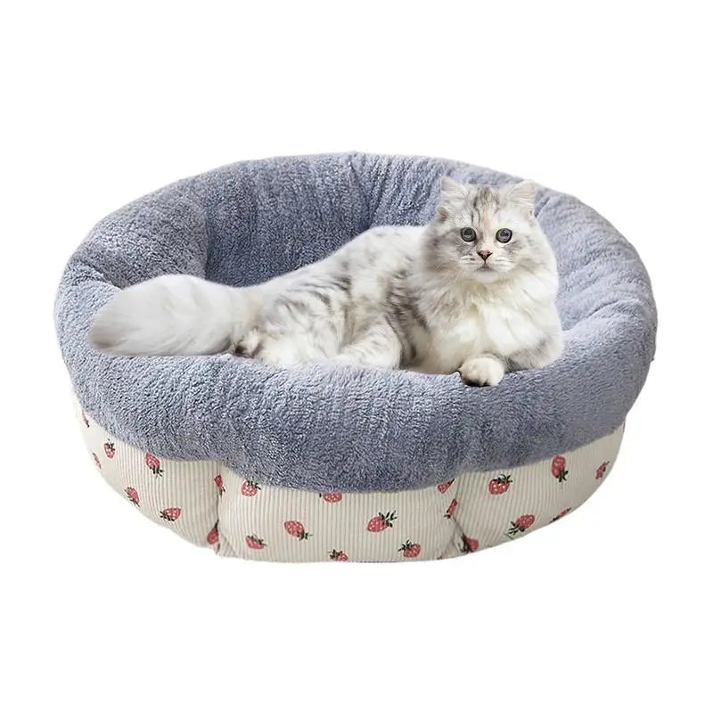 Cat Beds For Indoor Cats Donut Cuddler Pet Round Bed Machine Washable Calming Soft Cat Bed All Seasons Warm With Non-Slip Bottom