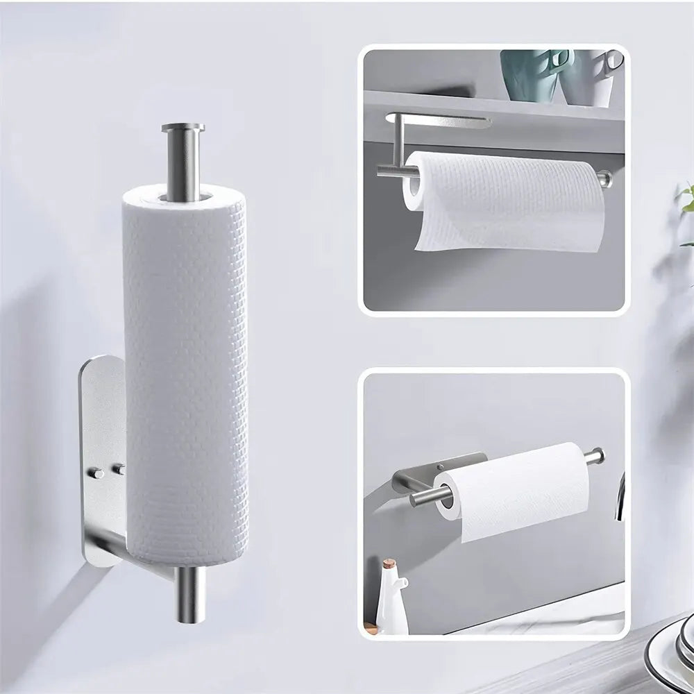 Adhesive Toilet Paper Holder Kitchen Roll Towel Rack Napkin Dispenser Absorbent Stand Tissue Hanger Bathroom Accessories