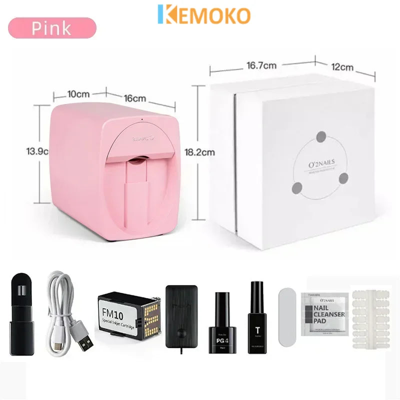 3D Nail Printer Mini Printer for Nails Professional O2NAILS Portable Mobile Nail Art Printing Machine For Home Or Nail Salon