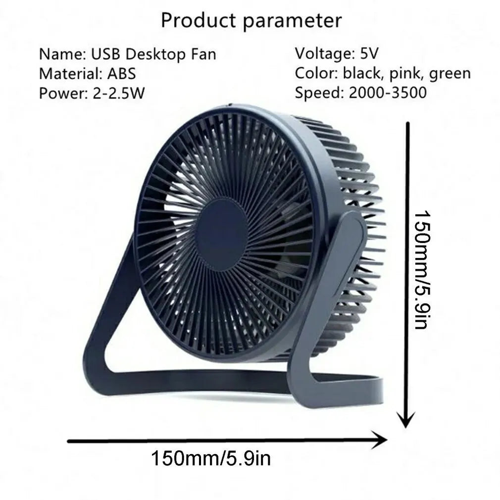 5 Inch USB Desktop Fan 360° Rotating Mini Adjustable Portable Electric Fan Summer Mute Air Cooler For Home Office