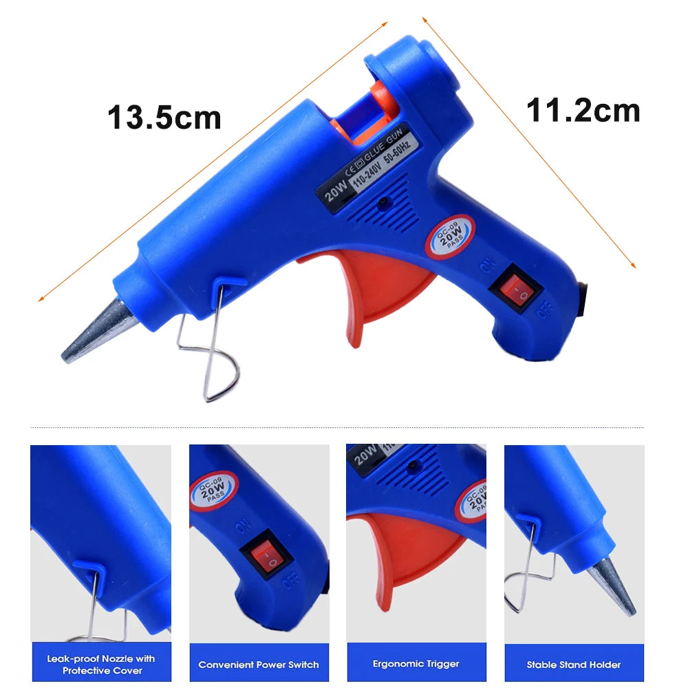 20W Hot Melt Glue Gun DIY Mini Household Industrial Guns Heat Temperature Thermo EU Electric Repair Tool Use 7mm Glue Sticks