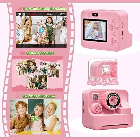 Children'sinstant printing camera,children's video photography, digital camera, toy, mini printer, boys and girls' birthdaygifts