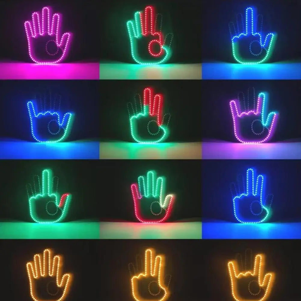 5V Universal 7 Models Hand Shape Funny Light With Remote Road Car LED Hand Gesture Sign Light Warning Light With Remote Control