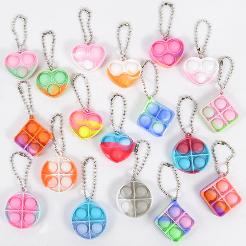 10/20pcs Mini Pop Keychain Toddler Sensory Fidget Toys Bulk Classroom Prizes Kids Birthday Party Favors Wedding Gift for Guests