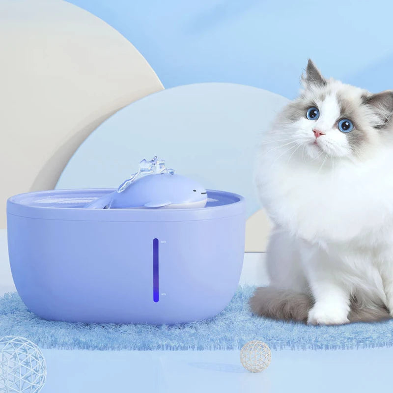 2L Cat Water Fountain Automatic Drinker Bowl USB Mute Cats Water Dispenser with LED Light Recirculate Filtring Drinker for Cats