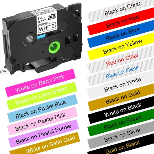 6/9/12mm 231 TZ-White-Label Tape TZe 231 221 211 Laminated Tape 631 531 Label Ribbon Compatible for Brother PT-H110 Label Maker