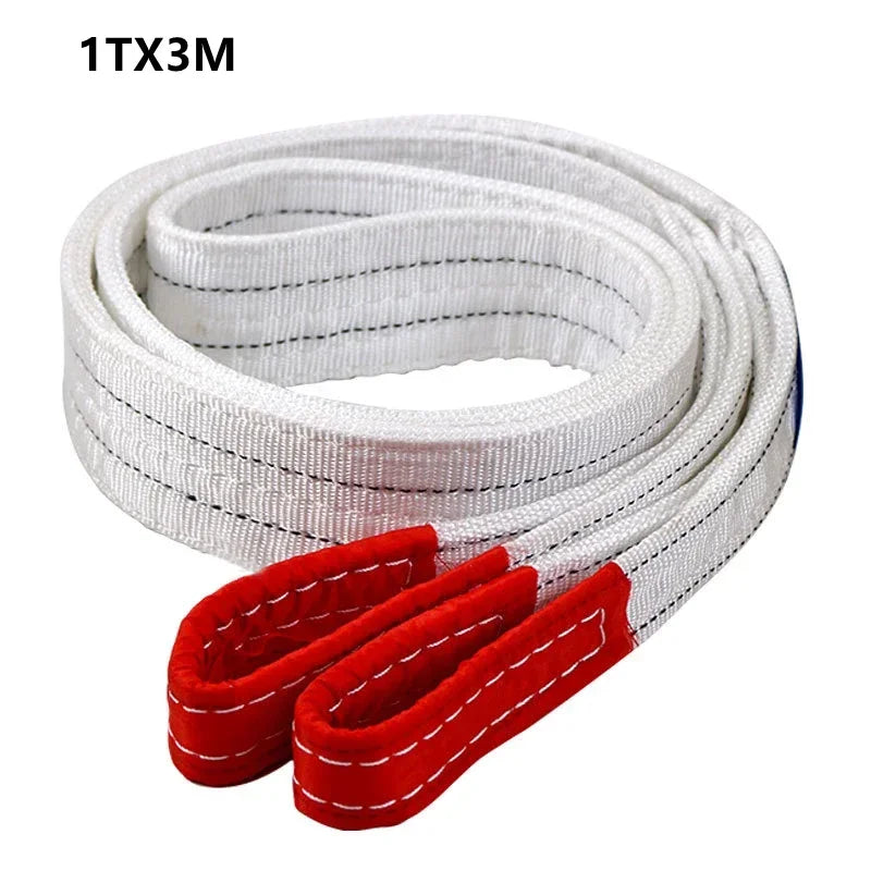 1Tx3M 1Tx1M 2Tx1M Industrial Lifting Belt Wear Resistant White Flat Lifting Belt Trailer Sling Crane Hoisting Cargo Polyester