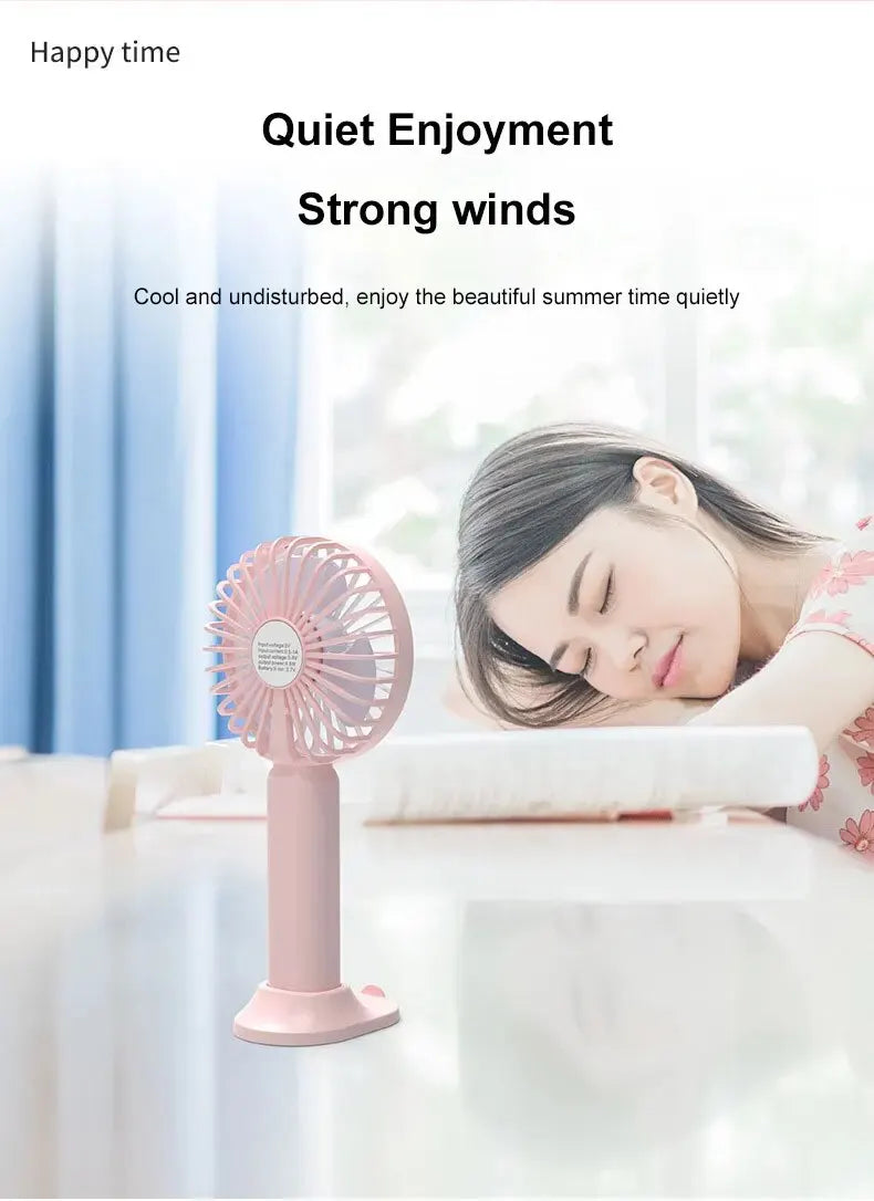 1pc New Portable Fan Office Desktop Multifunctional Folding Headed Small Electric Fan USB Mini Portable High Wind Pocket Fan